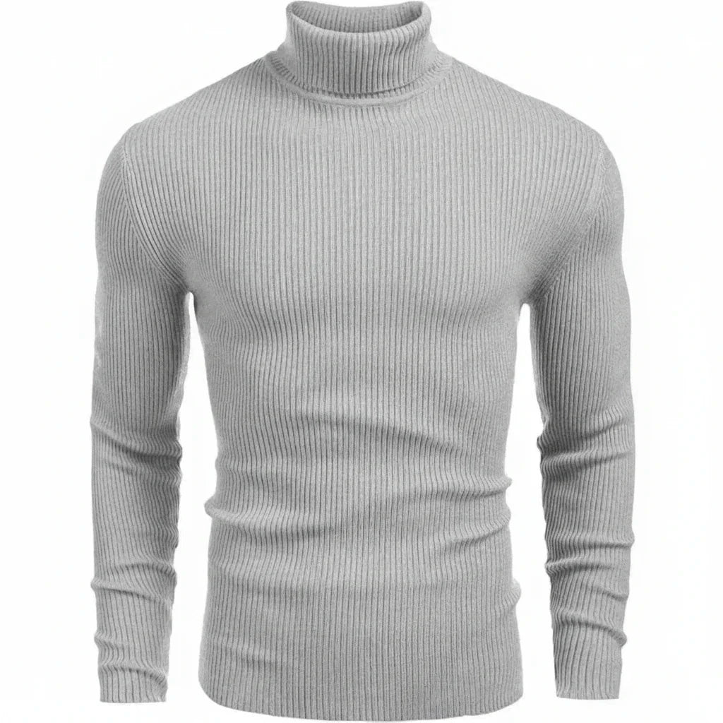 Rollkragenpullover, klassischer Strickpullover Stiladel Grau S 