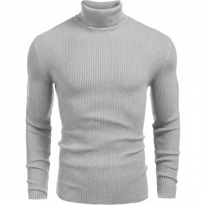 Rollkragenpullover, klassischer Strickpullover Stiladel Grau S 