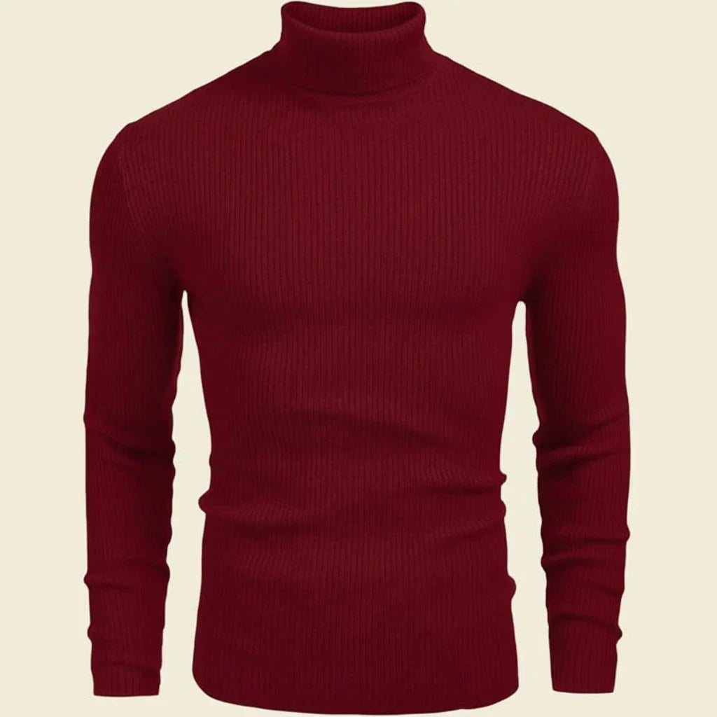 Rollkragenpullover, klassischer Strickpullover Stiladel Rot S 