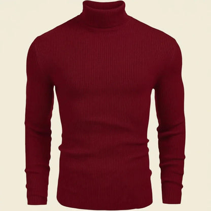 Rollkragenpullover, klassischer Strickpullover Stiladel Rot S 