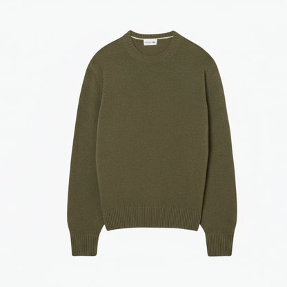 Rundhalspullover aus kardierter Wolle Stiladel Khakigrün S 