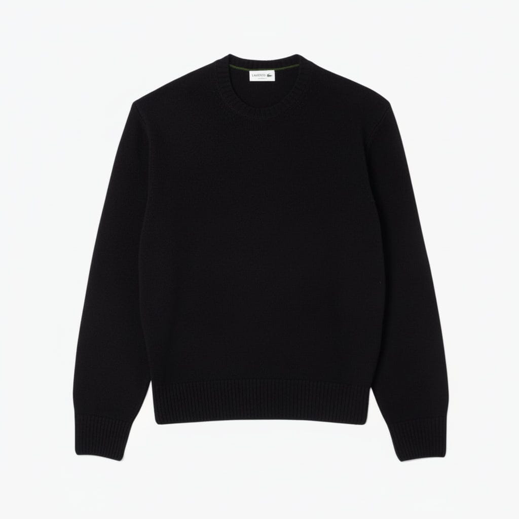 Rundhalspullover aus kardierter Wolle Stiladel Schwarz S 