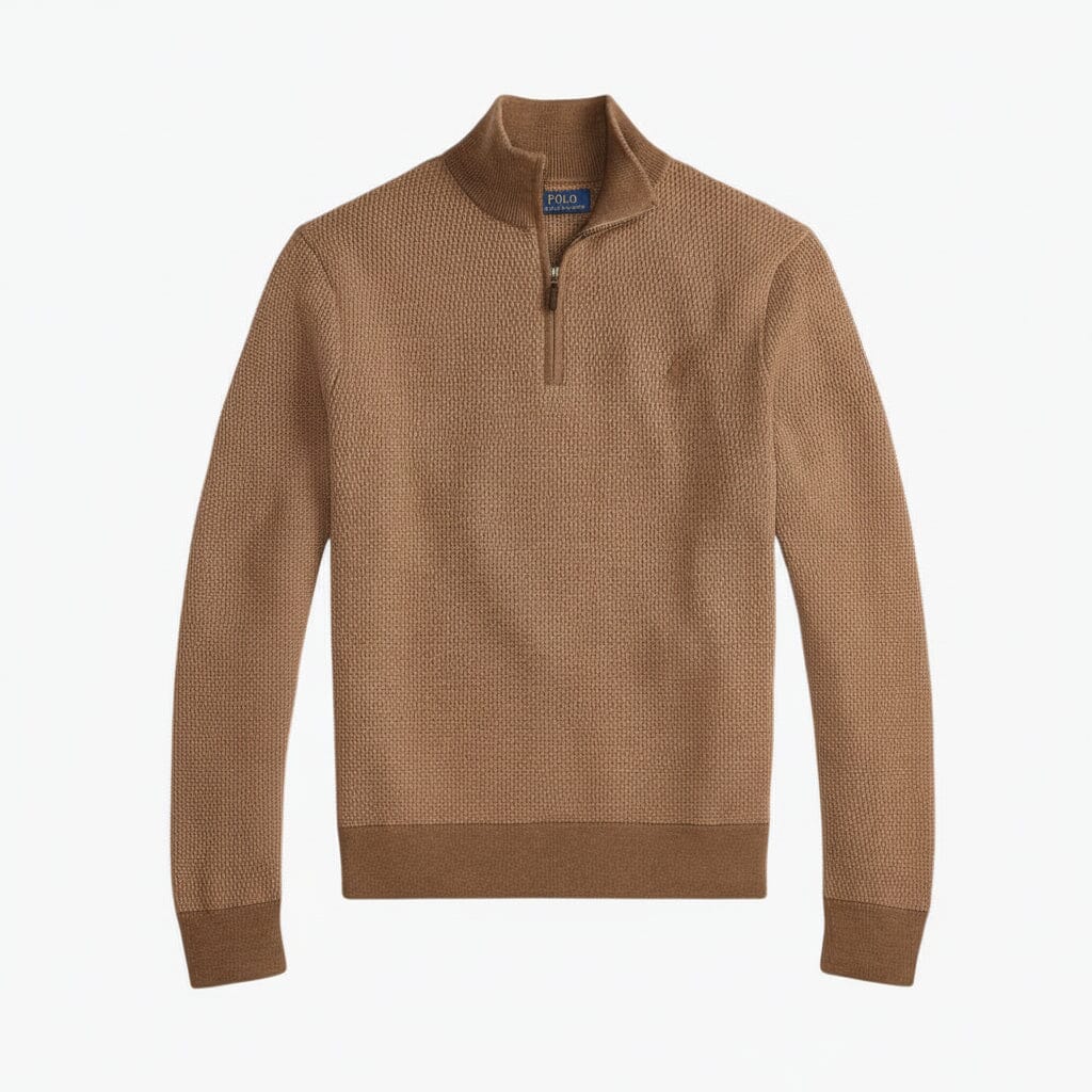 Waschbarer Wollpullover mit Viertelreißverschluss Stiladel Kamel S 