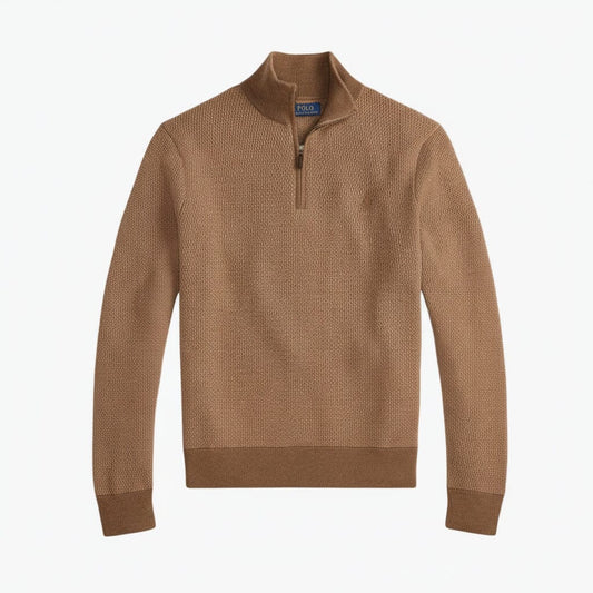 Waschbarer Wollpullover mit Viertelreißverschluss Stiladel Kamel S 