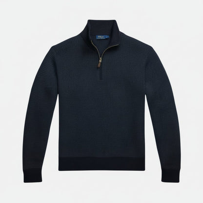 Waschbarer Wollpullover mit Viertelreißverschluss Stiladel Marineblau S 