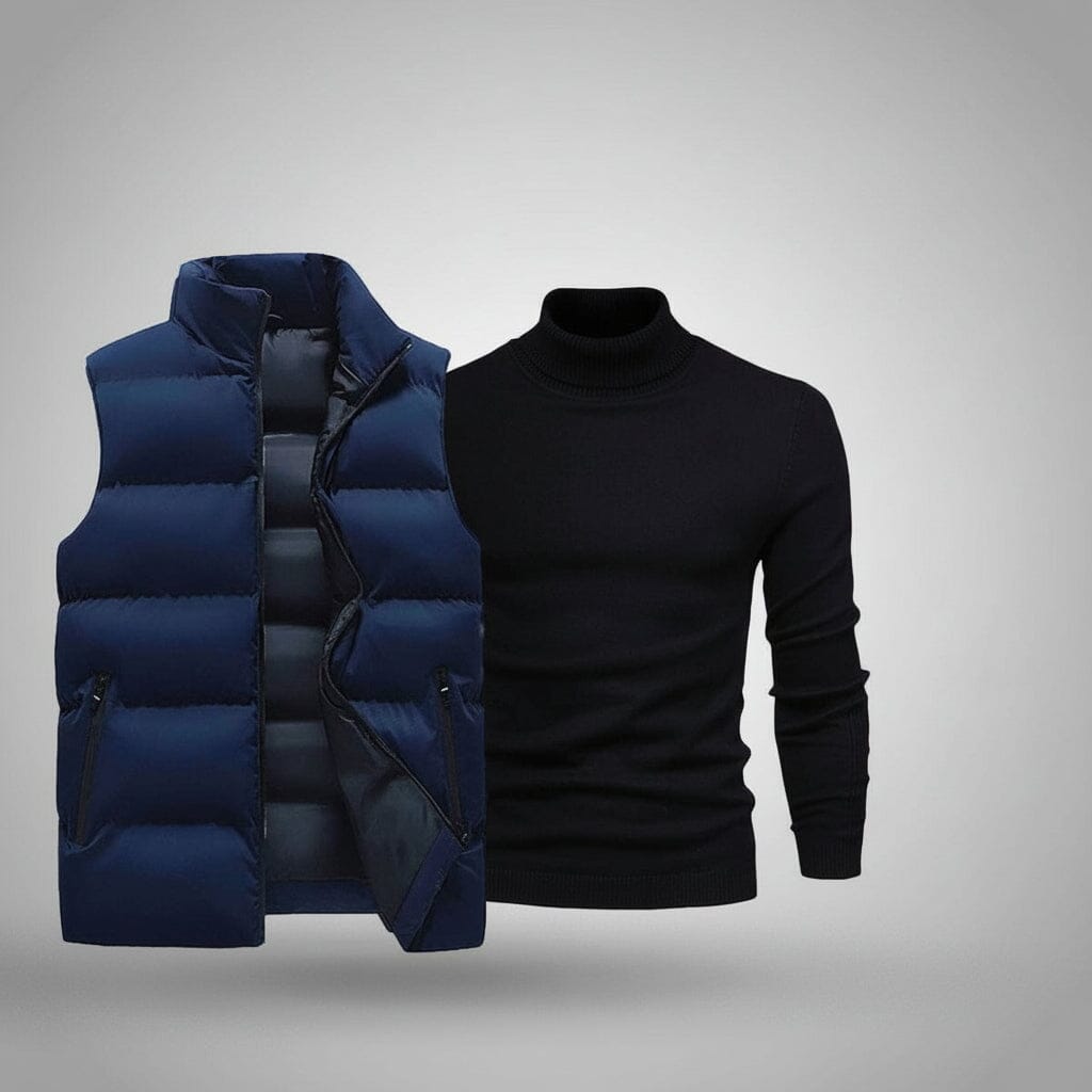 Weste + exklusiver Gratis-Pullover (ABVERKAUF) Luxttier Blau Schwarz M