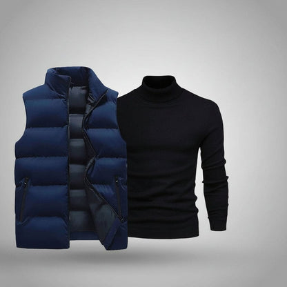 Weste + exklusiver Gratis-Pullover (ABVERKAUF) Luxttier Blau Schwarz M