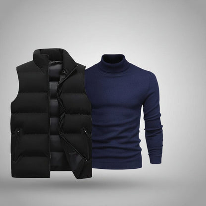Weste + exklusiver Gratis-Pullover (ABVERKAUF) Luxttier Schwarz Blau M