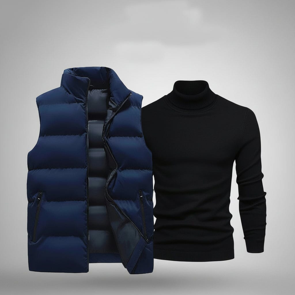 Weste + Gratis-Pullover Stiladel Blau Schwarz M