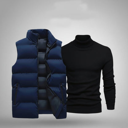 Weste + Gratis-Pullover Stiladel Blau Schwarz M