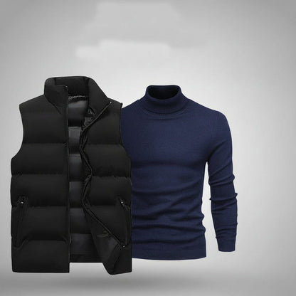 Weste + Gratis-Pullover Stiladel Schwarz Blau M