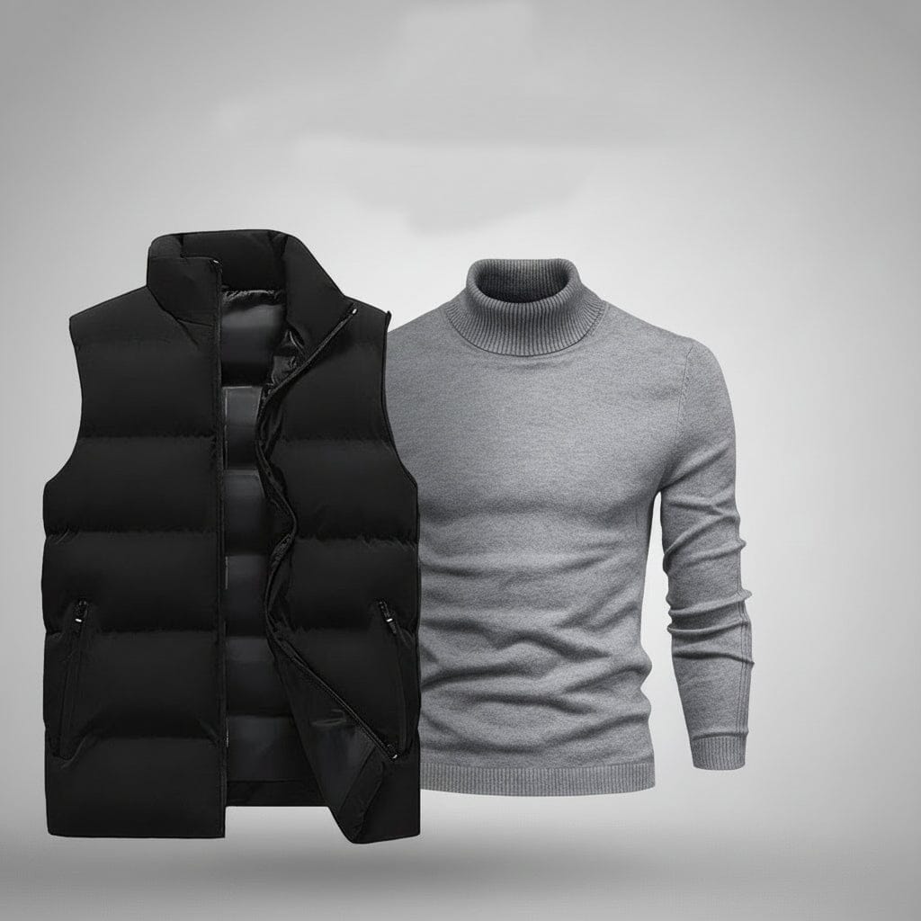 Weste + Gratis-Pullover Stiladel Schwarz Grau M