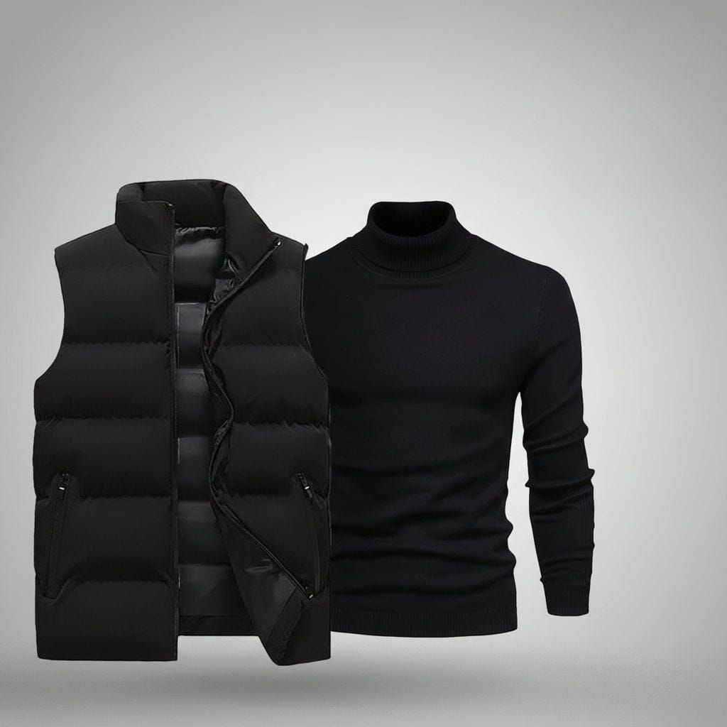 Weste + Gratis-Pullover Stiladel Schwarz Schwarz M