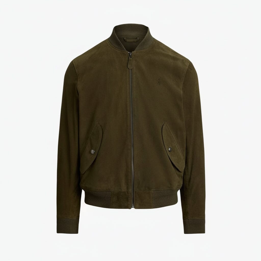 Wildleder-Bomberjacke Stiladel Dunkler Loden S 