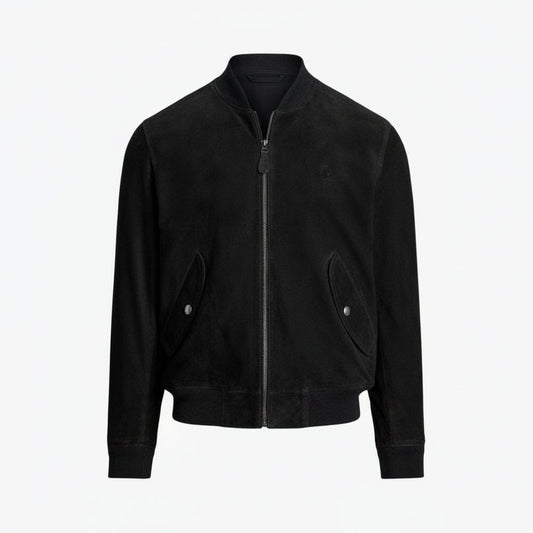 Wildleder-Bomberjacke Stiladel Polo Black S 