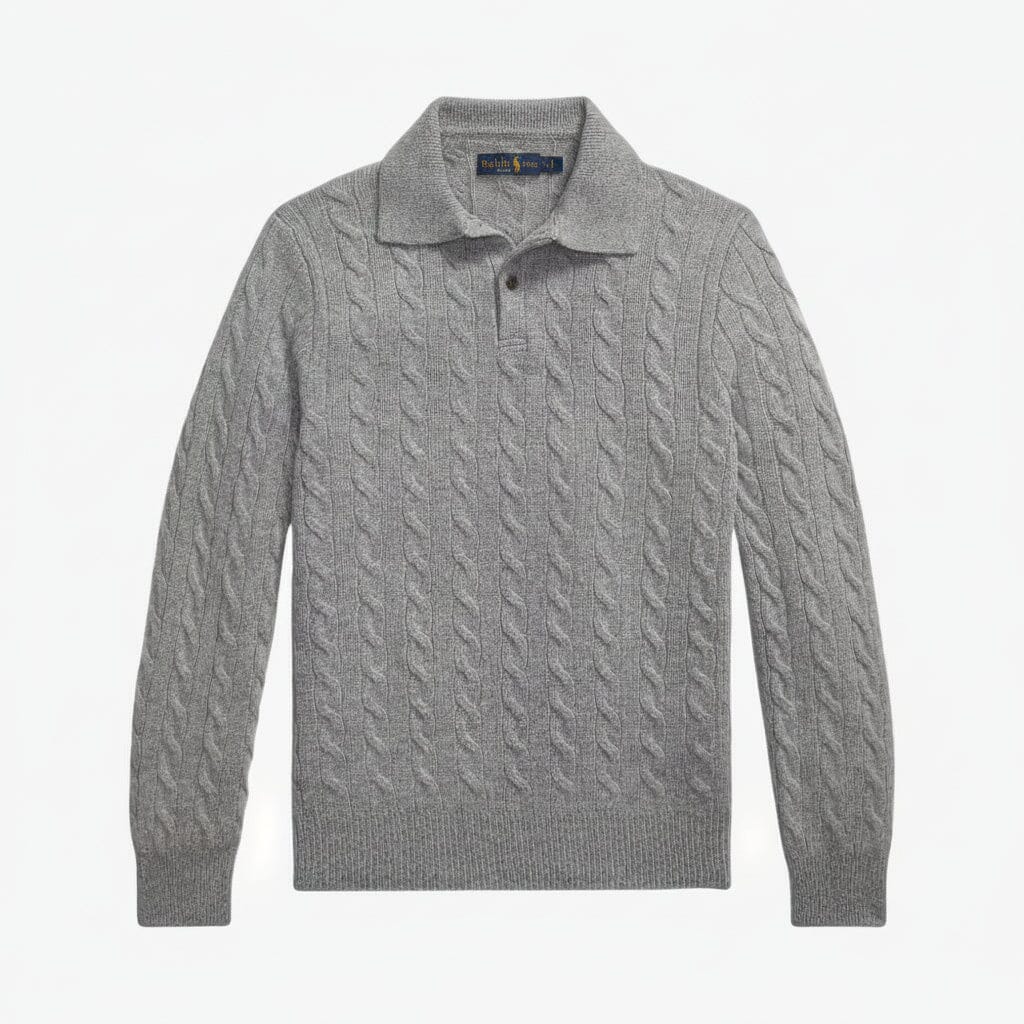 Woll-Kaschmir-Zopfstrickpullover Stiladel Grau S 