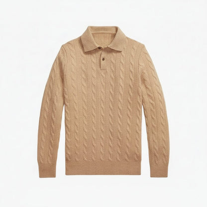 Woll-Kaschmir-Zopfstrickpullover Stiladel Kamel S 