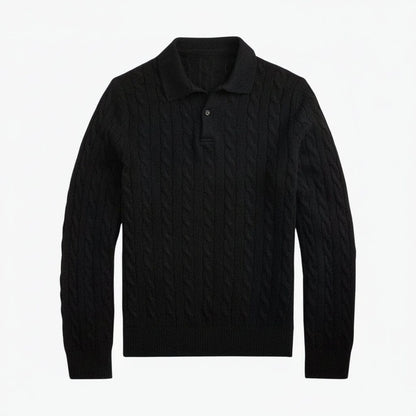 Woll-Kaschmir-Zopfstrickpullover Stiladel Schwarz S 