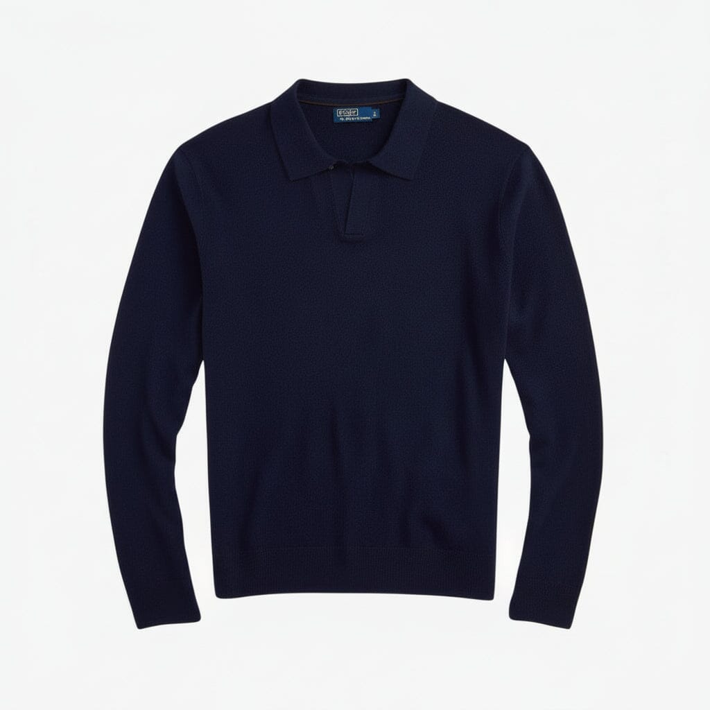 Wollpullover mit Johnny-Kragen Stiladel Marineblau S 