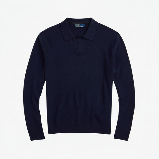 Wollpullover mit Johnny-Kragen Stiladel Marineblau S 