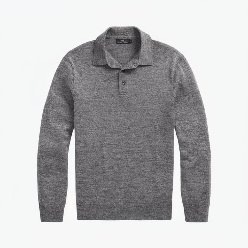 Wollpullover mit Polokragen Stiladel Grau S 