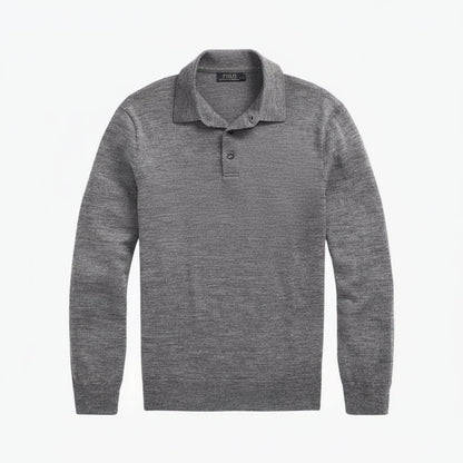 Wollpullover mit Polokragen Stiladel Grau S 