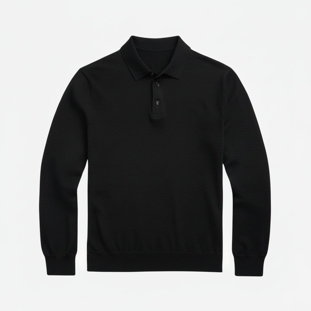 Wollpullover mit Polokragen Stiladel Schwarz S 