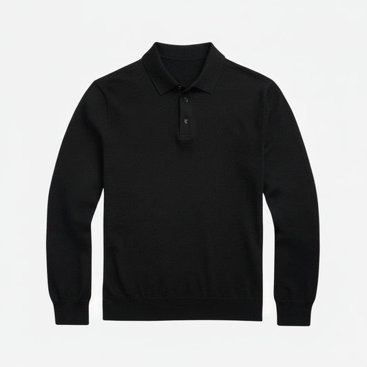 Wollpullover mit Polokragen Stiladel Schwarz S 