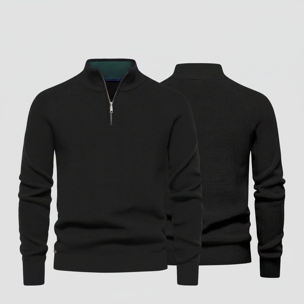 Zopfmuster-Wollstrickpullover Stiladel Schwarz S 