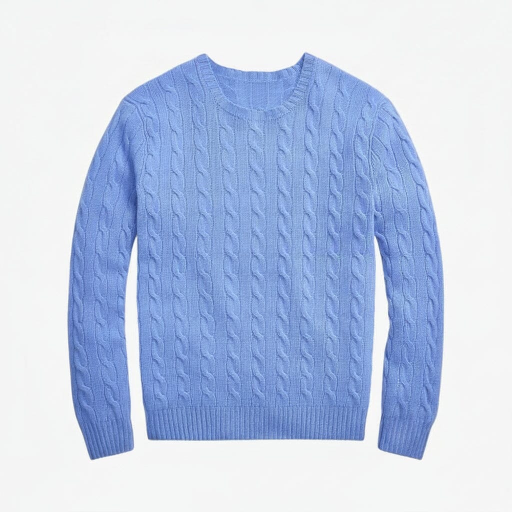 Zopfmusterpullover aus Wolle und Kaschmir Stiladel Blau S 