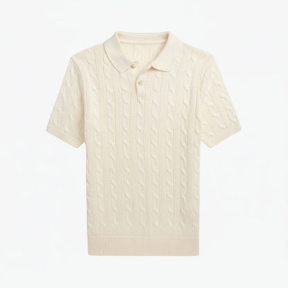 Zopfstrick-Polokragenpullover aus Baumwolle Stiladel Creme S 