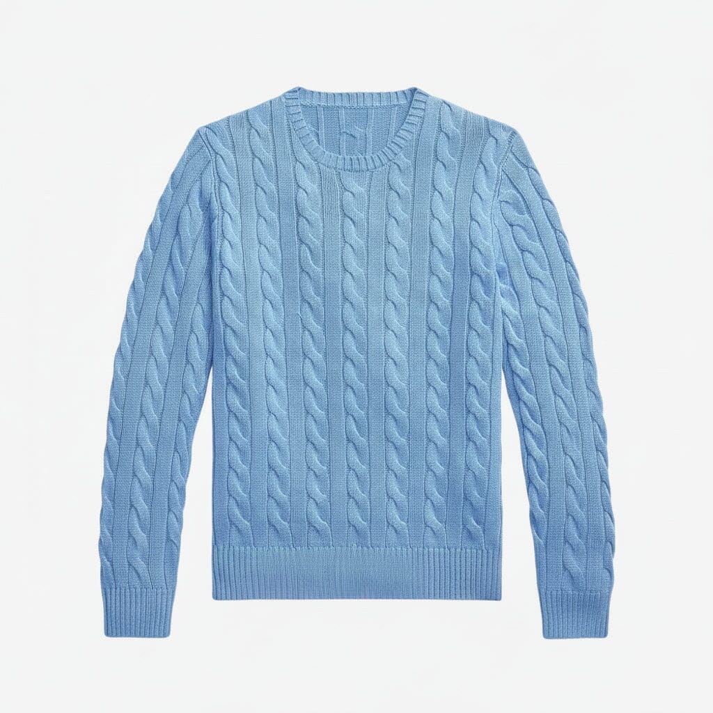 Zopfstrickpullover aus Baumwolle Stiladel Blau S 