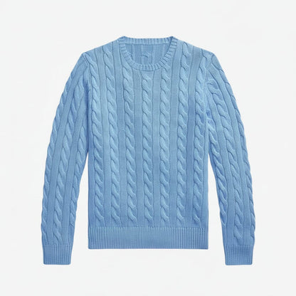 Zopfstrickpullover aus Baumwolle Stiladel Blau S 