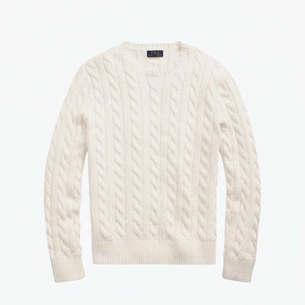 Zopfstrickpullover aus Baumwolle Stiladel Creme S 