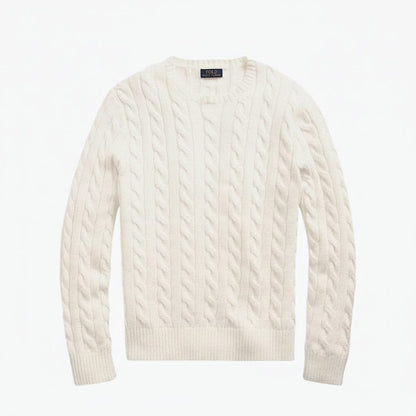 Zopfstrickpullover aus Baumwolle Stiladel Creme S 