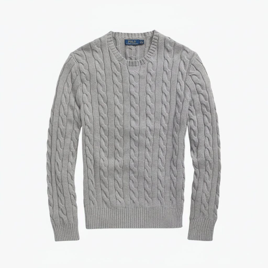 Zopfstrickpullover aus Baumwolle Stiladel Grau S 