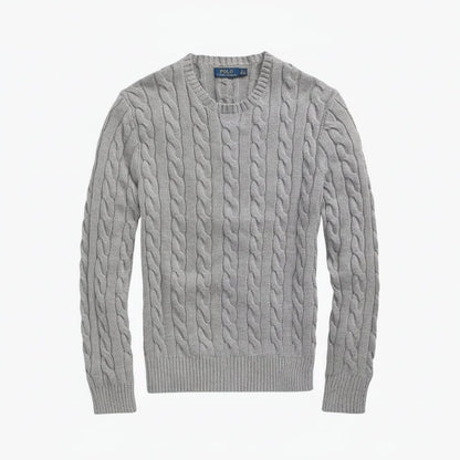 Zopfstrickpullover aus Baumwolle Stiladel Grau S 