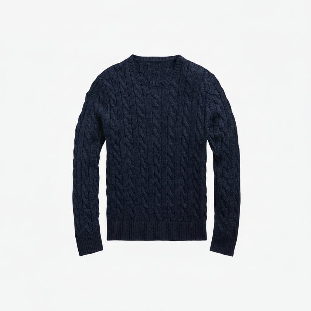 Zopfstrickpullover aus Baumwolle Stiladel Marineblau S 