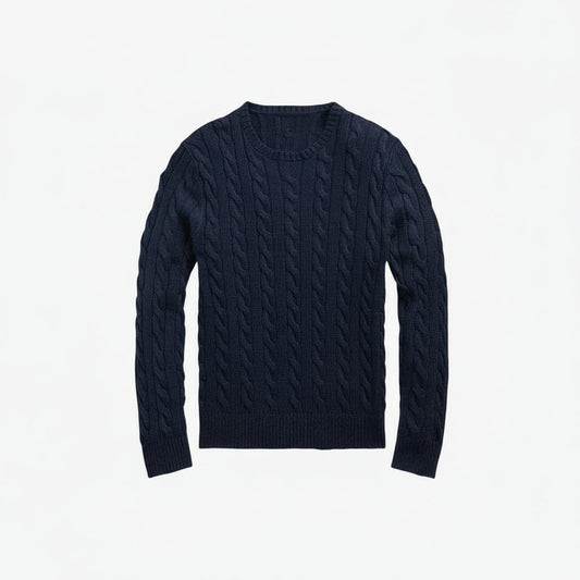 Zopfstrickpullover aus Baumwolle Stiladel Marineblau S 