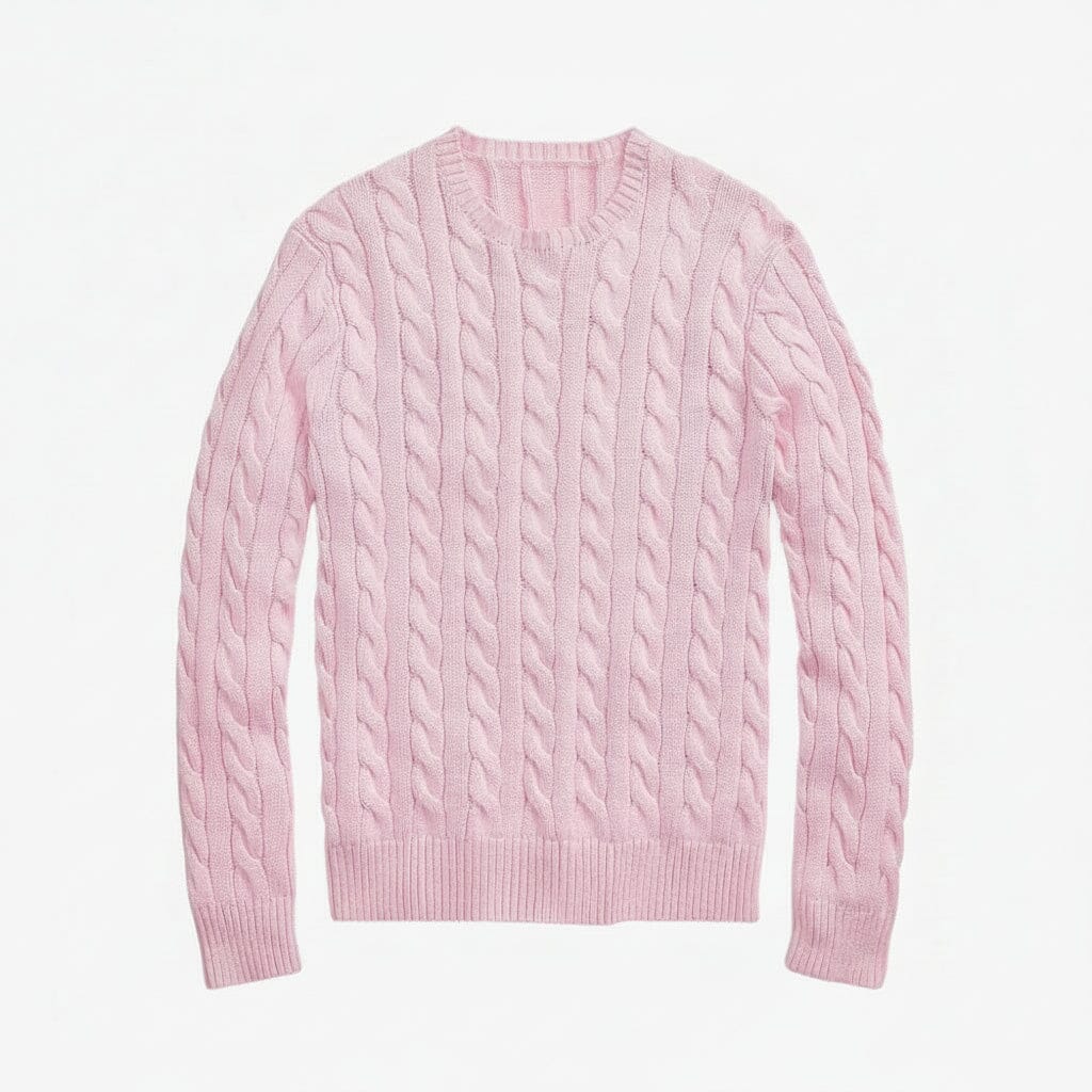 Zopfstrickpullover aus Baumwolle Stiladel Rosa S 