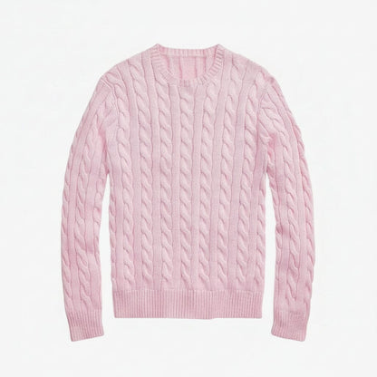 Zopfstrickpullover aus Baumwolle Stiladel Rosa S 