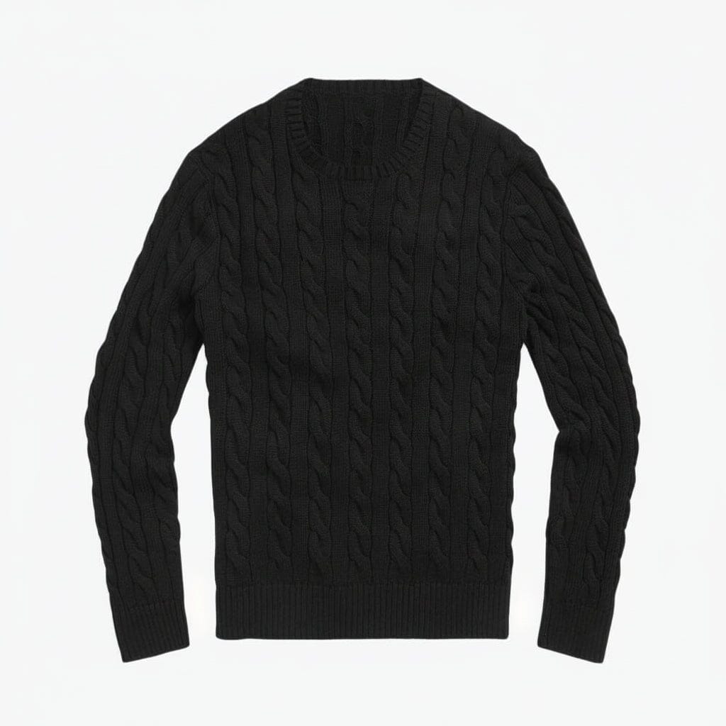 Zopfstrickpullover aus Baumwolle Stiladel Schwarz S 