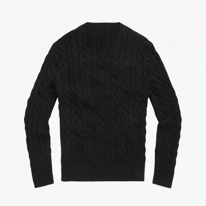 Zopfstrickpullover aus Baumwolle Stiladel Schwarz S 