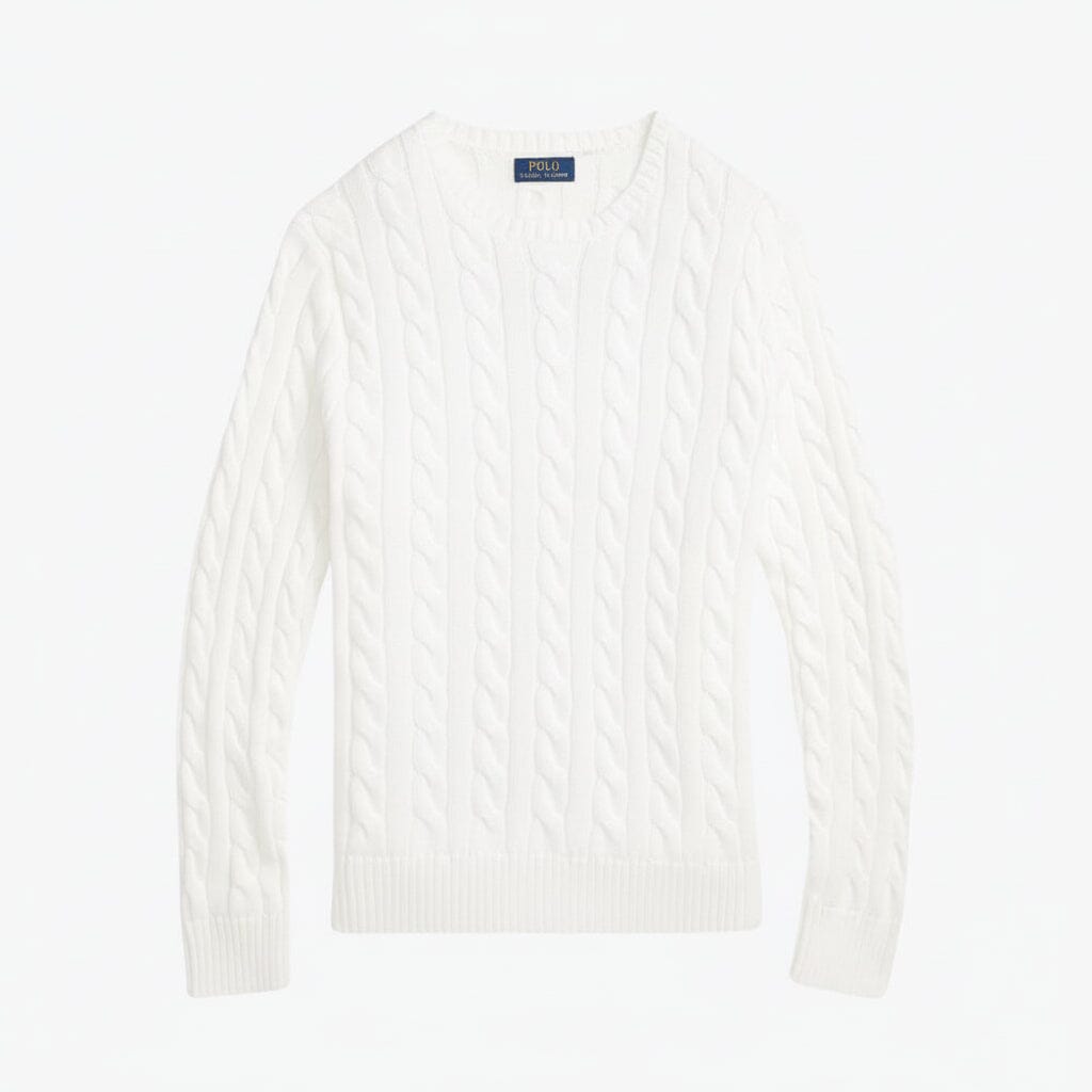 Zopfstrickpullover aus Baumwolle Stiladel Weiß S 